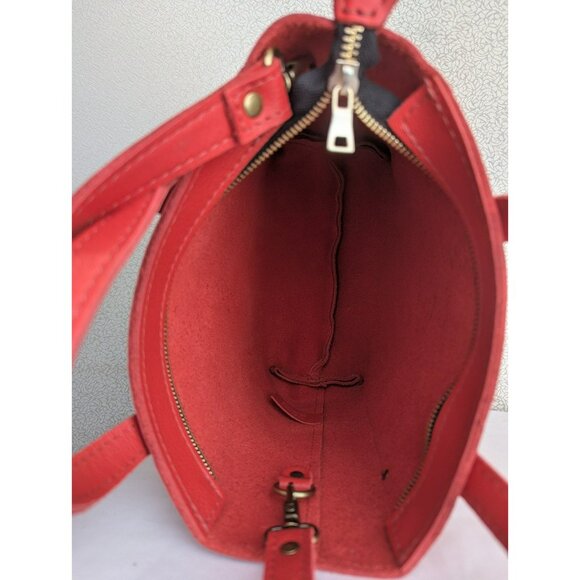 NEW Portland Leather Goods 'Almost Perfect' Mini Crossbody Zip Tote Poppy Red??? - Picture 3 of 4